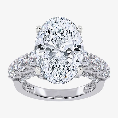 Signature By Modern Bride (G, Vs2-Si1) Womens 7 1/2 Ct. T.W. Lab Grown White Diamond 14K Gold Oval Side Stone Engagement Ring