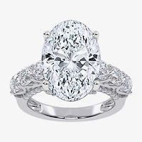 Signature By Modern Bride (G, Vs2-Si1) Womens 7 1/2 Ct. T.W. Lab Grown White Diamond 14K Gold Oval Side Stone Engagement Ring