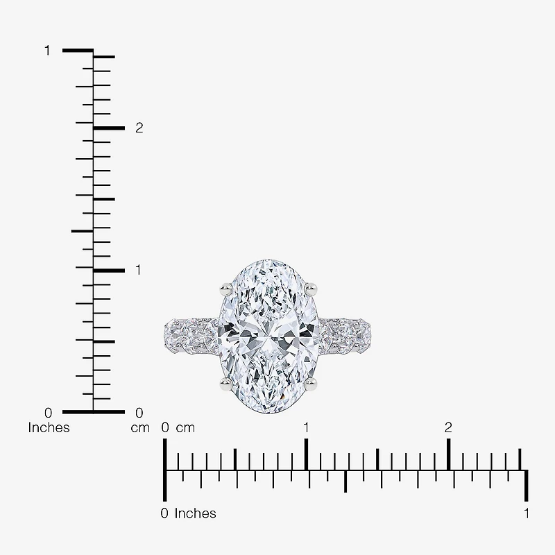 Signature By Modern Bride (G, Vs2-Si1) Womens 7 1/2 Ct. T.W. Lab Grown White Diamond 14K Gold Oval Side Stone Engagement Ring