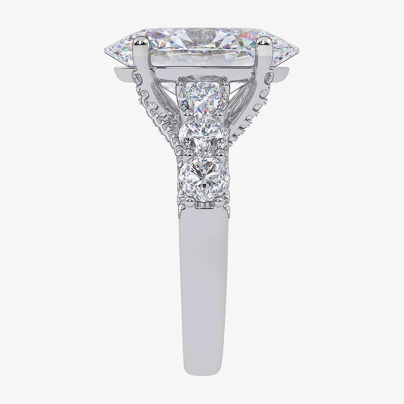 Signature By Modern Bride (G, Vs2-Si1) Womens 7 1/2 Ct. T.W. Lab Grown White Diamond 14K Gold Oval Side Stone Engagement Ring