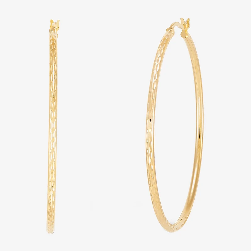 Silver Addiction Womens 14K Gold Over Silver 64mm Hoop Earrings