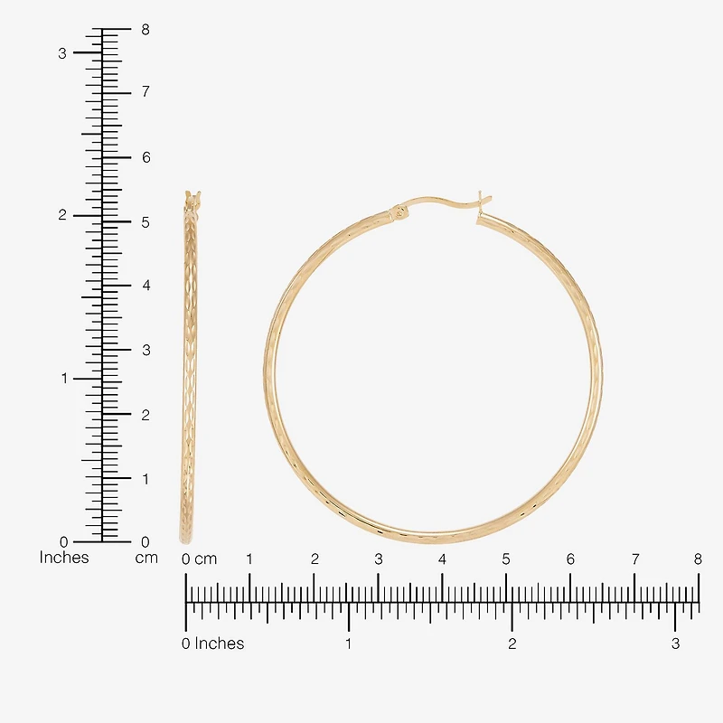 Silver Addiction Womens 14K Gold Over Silver 64mm Hoop Earrings