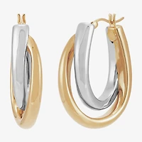 Silver Addiction Womens 14K Two Tone Gold Over Silver 33.7mm Hoop Earrings