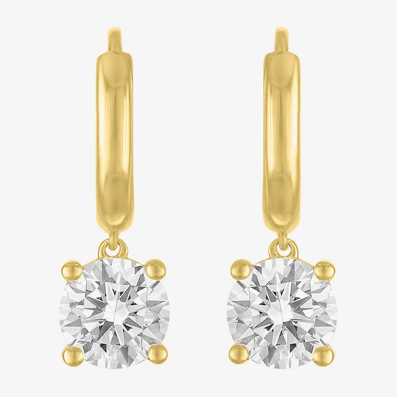 (G-H, Si2-I1) Womens 2 CT. T.W. Lab Grown White Diamond 14K Gold Over Silver 20.2mm Round Hoop Earrings
