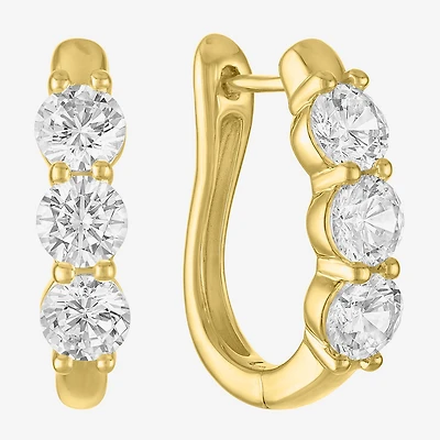 (G-H, Si2-I1) Womens 2 CT. T.W. Lab Grown White Diamond 14K Gold Over Silver 16.7mm Round Hoop Earrings