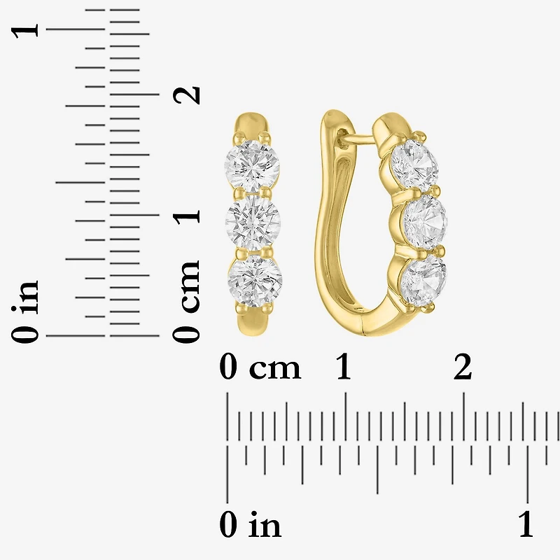 (G-H, Si2-I1) Womens 2 CT. T.W. Lab Grown White Diamond 14K Gold Over Silver 16.7mm Round Hoop Earrings