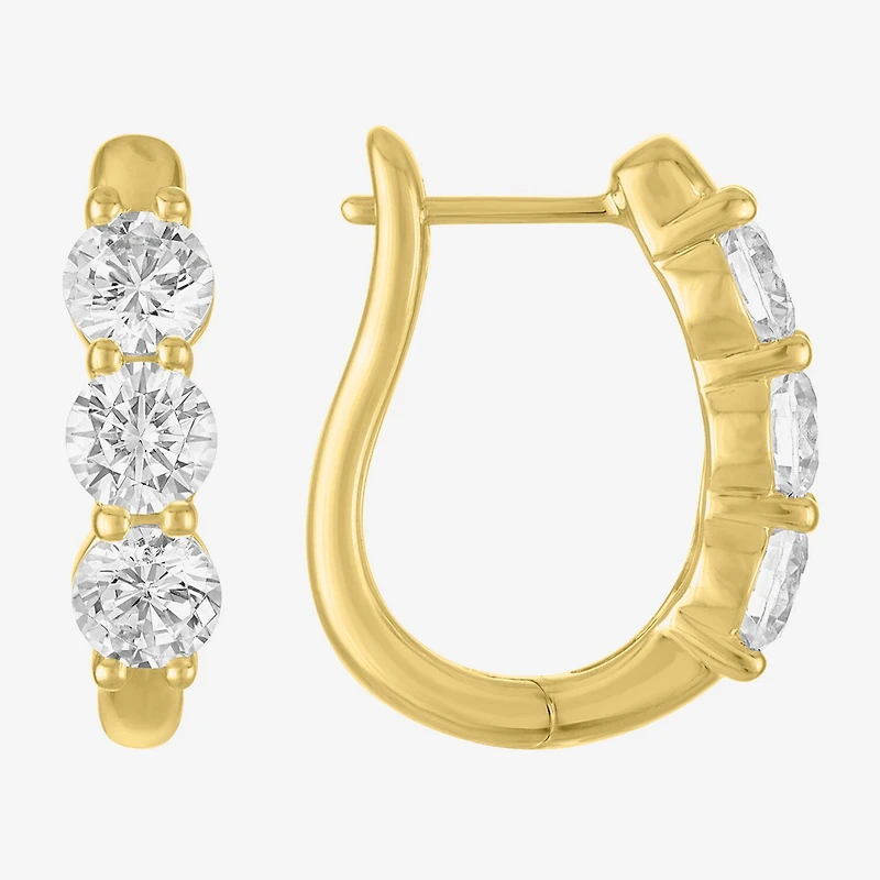 (G-H, Si2-I1) Womens 2 CT. T.W. Lab Grown White Diamond 14K Gold Over Silver 16.7mm Round Hoop Earrings
