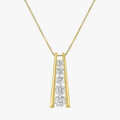 (G-H / Si2-I1) Womens 1 1/2 CT. T.W. Lab Grown White Diamond 14K Gold Over Silver Round 18 Inch Pendant Necklace