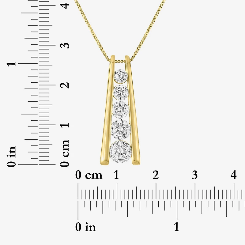 (G-H / Si2-I1) Womens 1 1/2 CT. T.W. Lab Grown White Diamond 14K Gold Over Silver Round 18 Inch Pendant Necklace