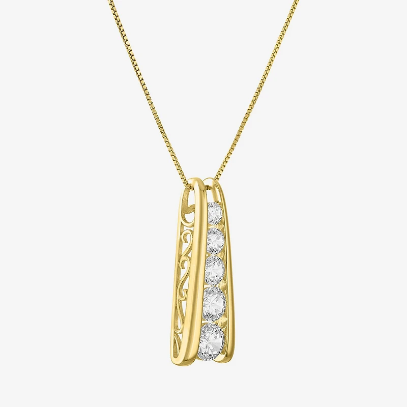 (G-H / Si2-I1) Womens 1 1/2 CT. T.W. Lab Grown White Diamond 14K Gold Over Silver Round 18 Inch Pendant Necklace