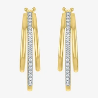 (G-H, Si2-I1) Womens 1/10 CT. T.W. Lab Grown White Diamond 14K Gold Over Silver 23.2mm Hoop Earrings