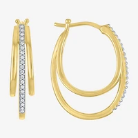 (G-H, Si2-I1) Womens 1/10 CT. T.W. Lab Grown White Diamond 14K Gold Over Silver 23.2mm Hoop Earrings
