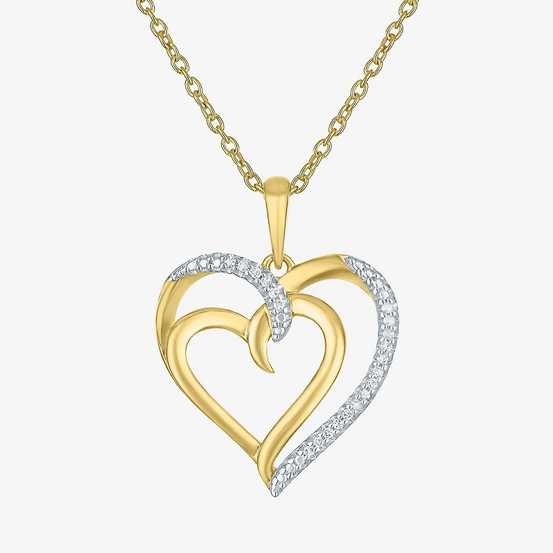 Diamond Accent (G-H, Si2-I1) Womens Lab Grown White Sterling Silver Heart 18 Inch Pendant Necklace