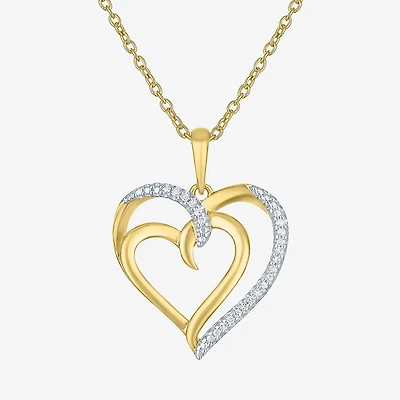 Diamond Accent (G-H, Si2-I1) Womens Lab Grown White Sterling Silver Heart 18 Inch Pendant Necklace