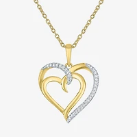 Diamond Accent (G-H, Si2-I1) Womens Lab Grown White Sterling Silver Heart 18 Inch Pendant Necklace
