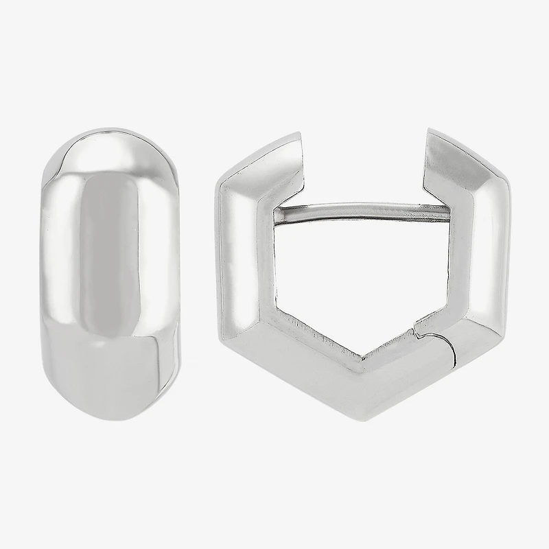 Silver Addiction Womens Sterling Silver 13mm Hoop Earrings