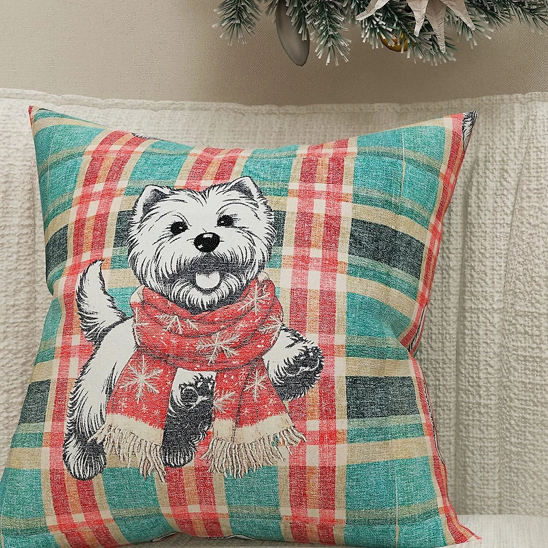 Vibhsa Vibhsa Holiday Reverie Christmas Dog Pillow – 20"X20" Rectangular Throw Pillow