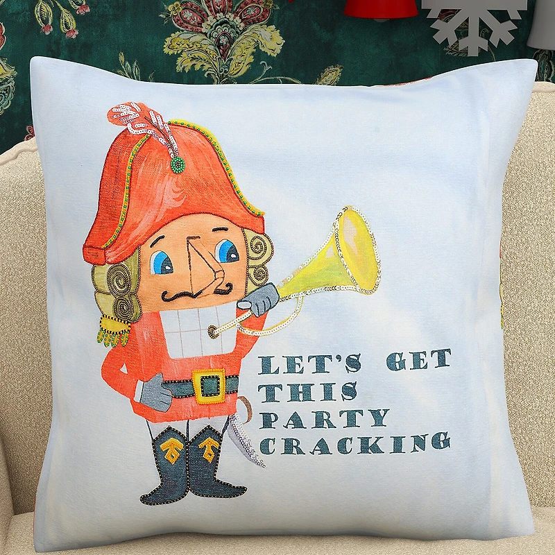 Vibhsa Vibhsa Christmas Nutcracker Party Pillow – 20"X20" Square Throw Pillow