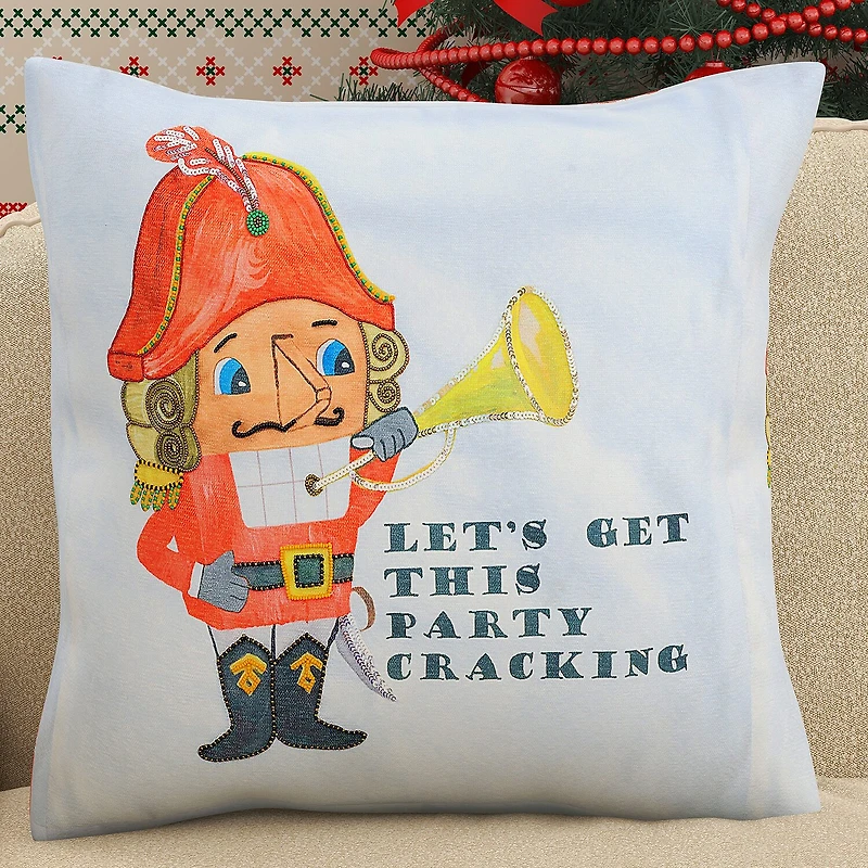 Vibhsa Vibhsa Christmas Nutcracker Party Pillow – 20"X20" Square Throw Pillow