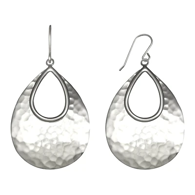 Sterling Silver Hammered Drop Earrings