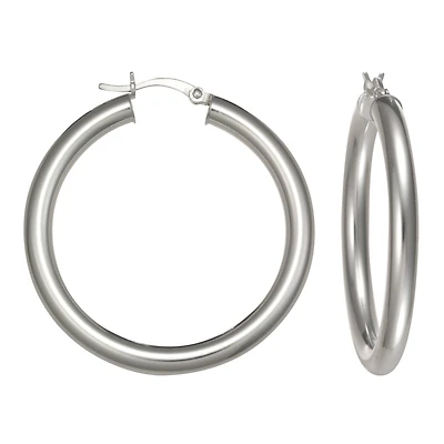 Sterling Silver Tube Hoop Earrings
