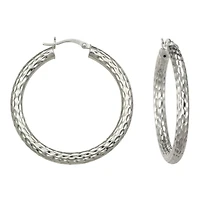 Bold Diamond-Cut Hoop Earrings Sterling Silver
