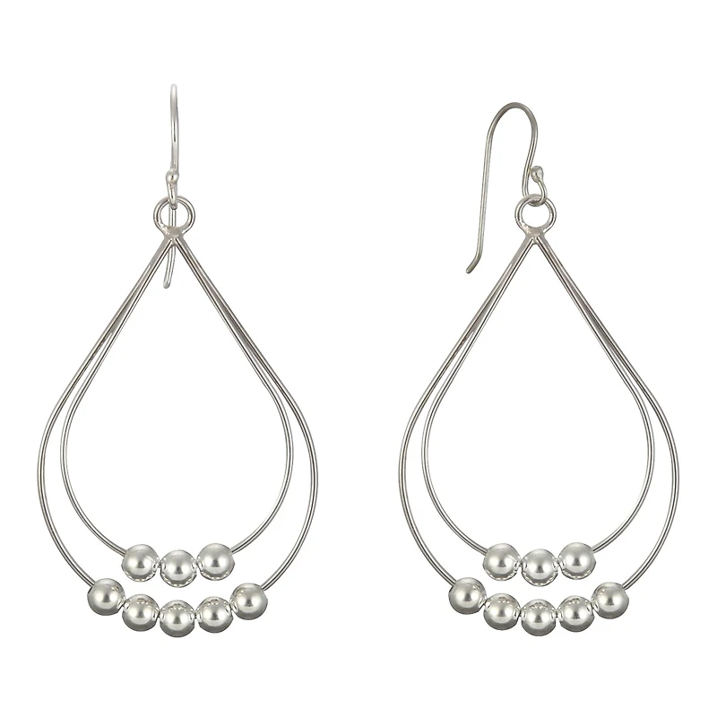 Double Pear Drop Earrings Sterling