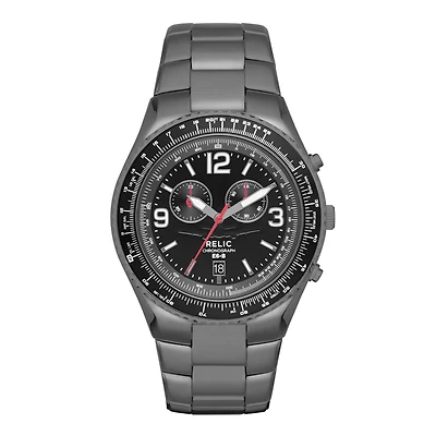 Relic® Thatcher Mens Gray Stainless Steel Chronograph Sport Watch ZR66077