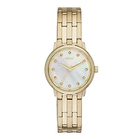 Relic® Perla Womens Crystal-Accent Gold-Tone Stainless Steel Bracelet Watch ZR34294