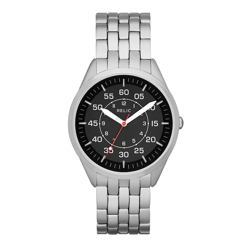 Relic® Clayton Mens Military Silver-Tone Watch ZR12132