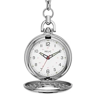 Relic® Mens White Dial Stainless Steel Pocket Watch ZR85070