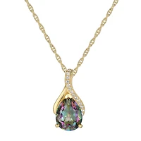 Womens Genuine Mystic Fire Topaz 14K Gold Over Silver 18 Inch Pendant Necklace