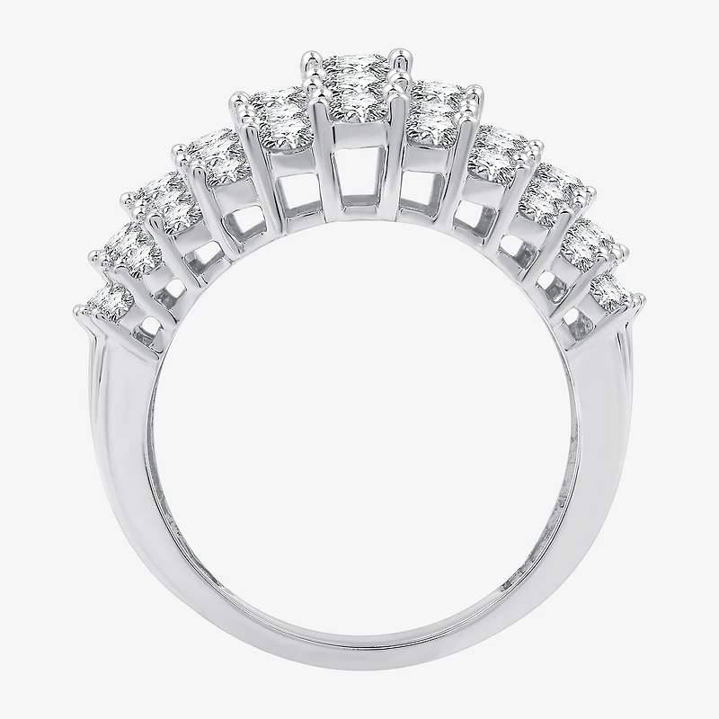(G / Si1-Si2) Womens 3 CT. T.W. Lab Grown White Diamond 10K Gold Cocktail Ring