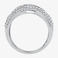 Womens 1 CT. T.W. Lab Grown White Diamond 10K Gold Crossover Band