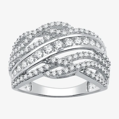 Womens 1 CT. T.W. Lab Grown White Diamond 10K Gold Crossover Band