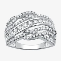 Womens 1 CT. T.W. Lab Grown White Diamond 10K Gold Crossover Band