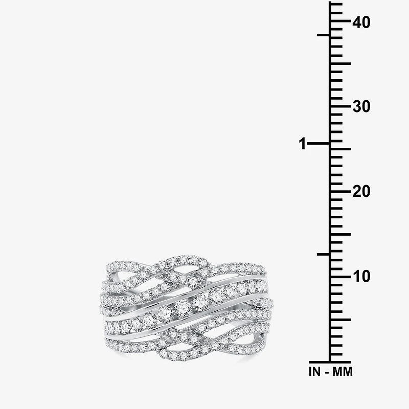 Womens 1 CT. T.W. Lab Grown White Diamond 10K Gold Crossover Band