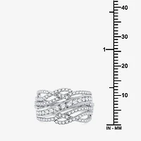 Womens 1 CT. T.W. Lab Grown White Diamond 10K Gold Crossover Band