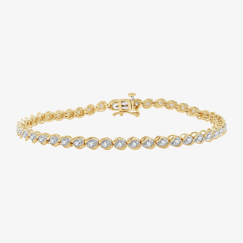 Womens 1 CT. T.W. Lab Grown White Diamond 10K Gold 7.5 Inch Tennis Bracelet