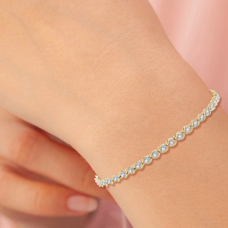 Womens 1 CT. T.W. Lab Grown White Diamond 10K Gold 7.5 Inch Tennis Bracelet