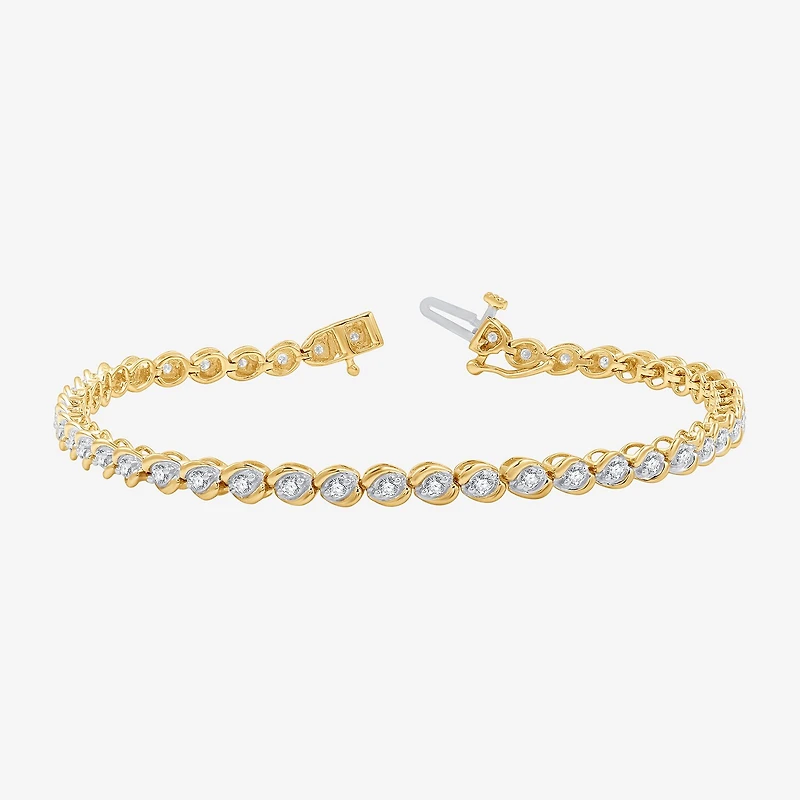 Womens 1 CT. T.W. Lab Grown White Diamond 10K Gold 7.5 Inch Tennis Bracelet