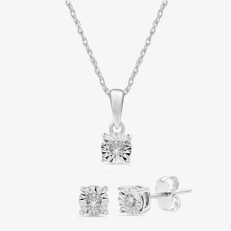 Womens 1/ CT. T.W. Lab Grown White Diamond Sterling Silver Round -pc. Jewelry Set