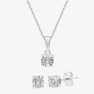 Womens 1/ CT. T.W. Lab Grown White Diamond Sterling Silver Round -pc. Jewelry Set