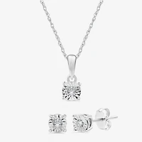 Womens 1/ CT. T.W. Lab Grown White Diamond Sterling Silver Round -pc. Jewelry Set