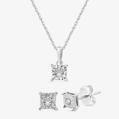 Womens 1/10 CT. T.W. Lab Grown White Diamond Sterling Silver 2-pc. Jewelry Set