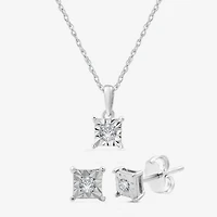 Womens 1/10 CT. T.W. Lab Grown White Diamond Sterling Silver 2-pc. Jewelry Set