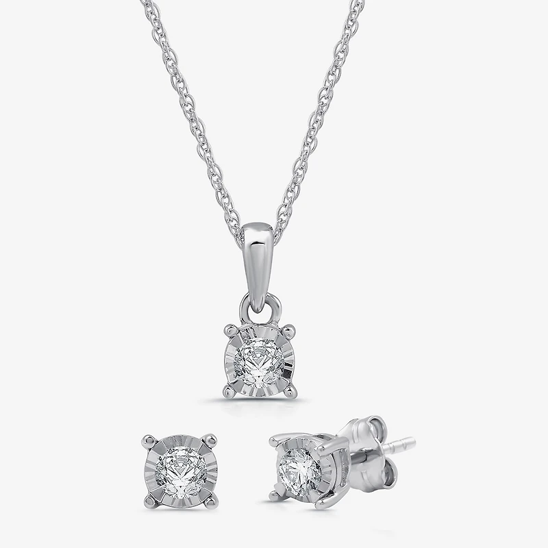 Womens 1/ CT. T.W. Lab Grown White Diamond Sterling Silver Round -pc. Jewelry Set