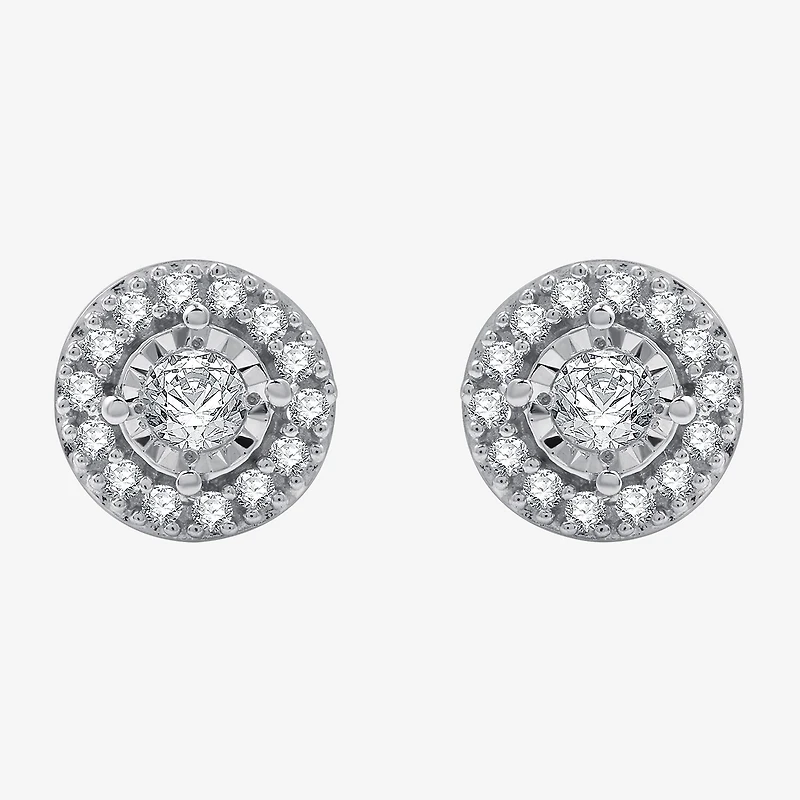 1/4 CT. T.W. Lab Grown White Diamond Sterling Silver 7.3mm Round Stud Earrings