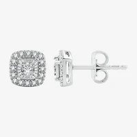 1/4 CT. T.W. Lab Grown White Diamond Sterling Silver 7.2mm Cushion Stud Earrings