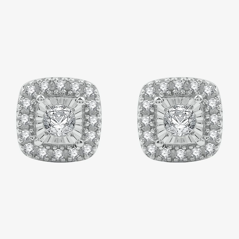 1/4 CT. T.W. Lab Grown White Diamond Sterling Silver 7.2mm Cushion Stud Earrings